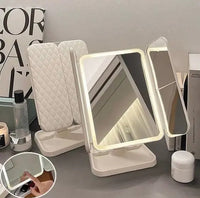 LED Makeup Mirror – 360° Rotating with Storage Space