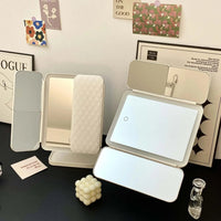 LED Makeup Mirror – 360° Rotating with Storage Space