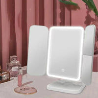 LED Makeup Mirror – 360° Rotating with Storage Space