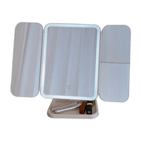 LED Makeup Mirror – 360° Rotating with Storage Space