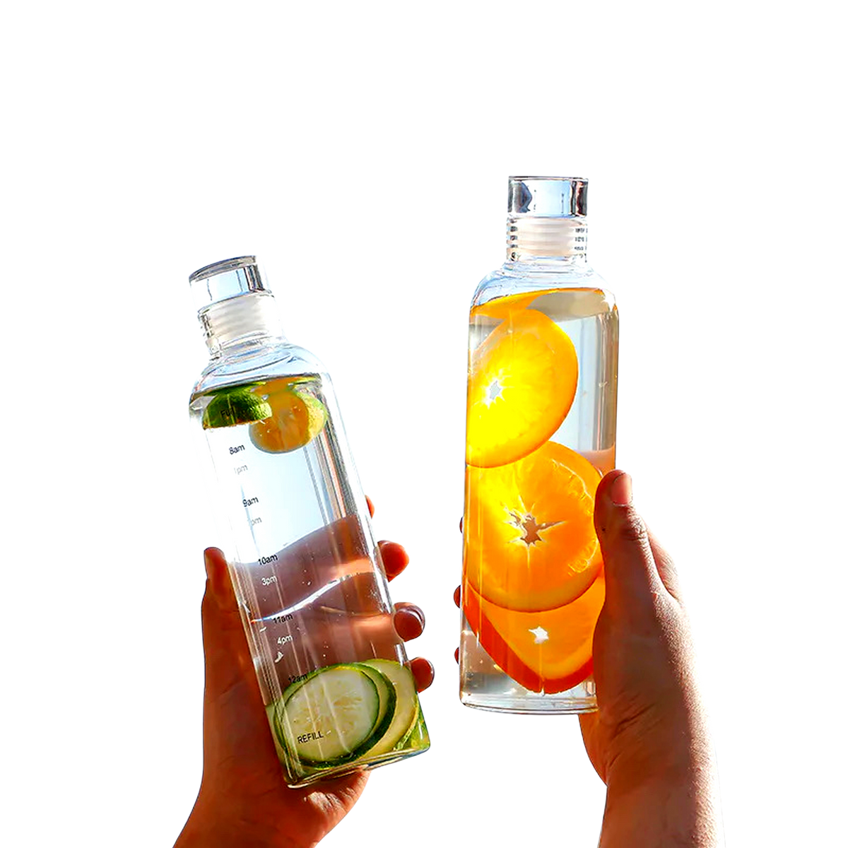 Unique Borosilicate Glass Water Bottle with Time Marker