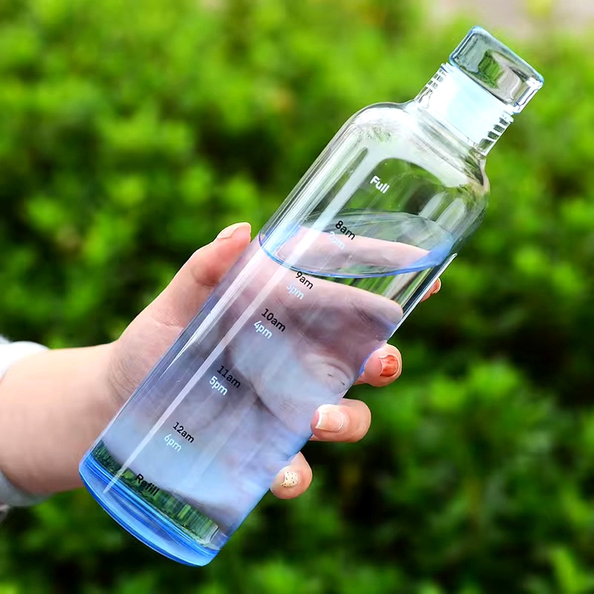 Unique Borosilicate Glass Water Bottle with Time Marker