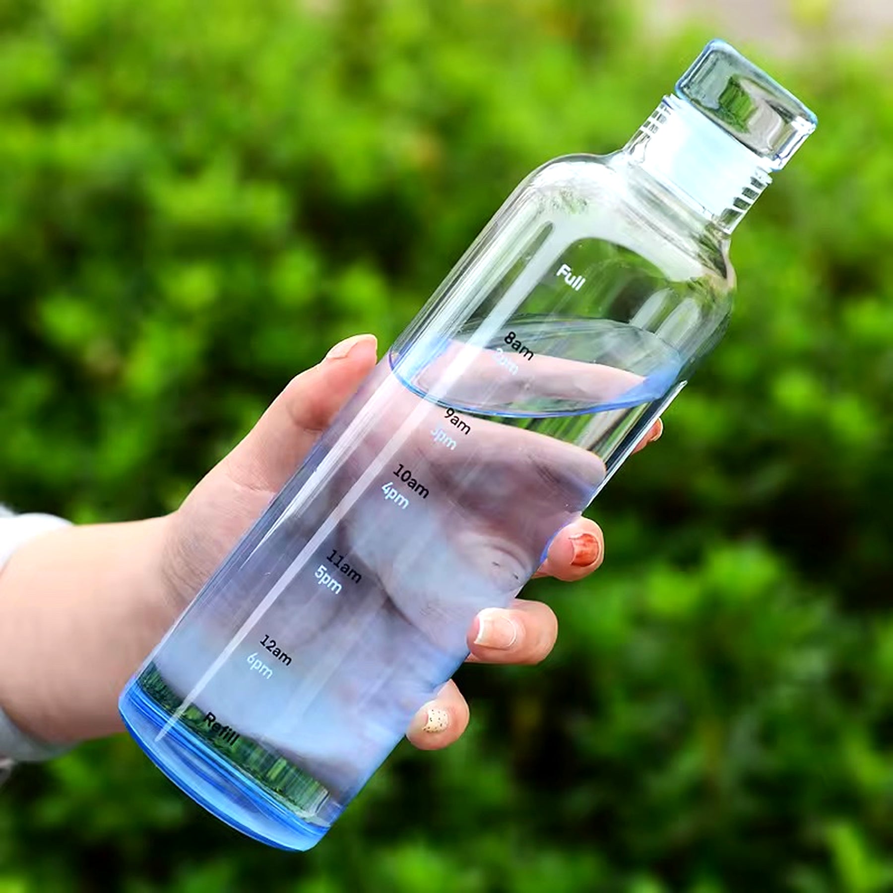 Unique Borosilicate Glass Water Bottle with Time Marker